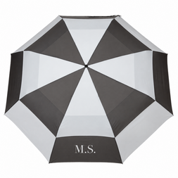 Schwarz-weisser Knirps Regenschirm mit Windventil und individuellen Initialen im Siebdruck