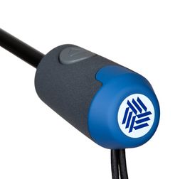 Logodruck auf dem Griff Knirps Regenschirm mit blauem Griff und individuellem Logodruck