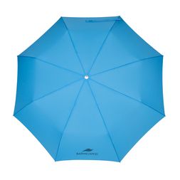 Logo im Siebdruck Blauer Taschenschirm mit Logo bedruckt
