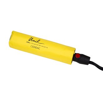 Siebdruck auf der Hülle Gelber Knirps Taschenschirm mit Logodruck auf der Hülle