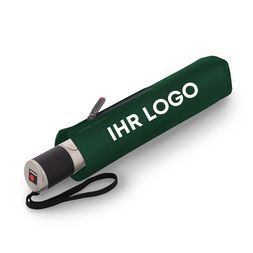 Logo sur la pochette Geschlossener Knirps Regenschirm Chrome Matt Duomatic mit Logo auf der Schirmhülle