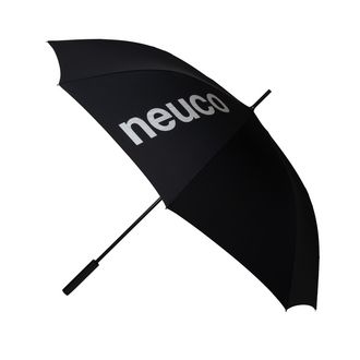 Schwarzer Strotz Regenschirm Carbon Light mit individuellem Siebdruck auf dem Schirmdach