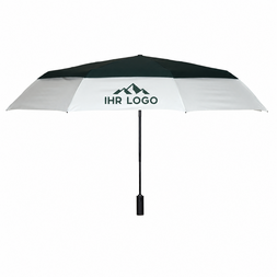 Schwarz-weisser Knirps Regenschirm mit Windventil und individuellem Logodruck