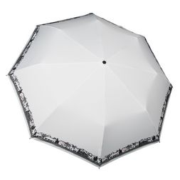 Siebdruck über alle Segmente Taschenschirm mit hochwertigem Siebdruck, Motiv über alle Segmente des Schirmdachs verteilt