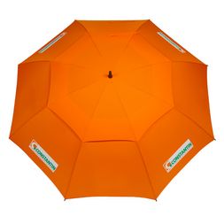 Logodruck im Siebdruck Golfschirm Golf Pro Avient in Orange mit Windventil und Logodruck im Siebdruckverfahren