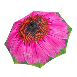 Allover Digitaldruck einer pinken Blume über alle Schirmsegmente