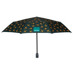 mehrfarbiger Siebdruck Dunkelgrüner Regenschirm mit individuellem mehrfarbigem Siebdruck auf dem Schirmdach