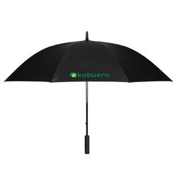 Geöffneter schwarzer Knirps UV-Schutz Regenschirm mit grünem Logo