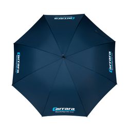 Dunkelblauer Langschirm mit Logodruck auf vier Segmenten