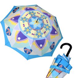 Regenschirm mit farbenfrohem, vollflächigem Digitaldruck auf dem Schirmdach